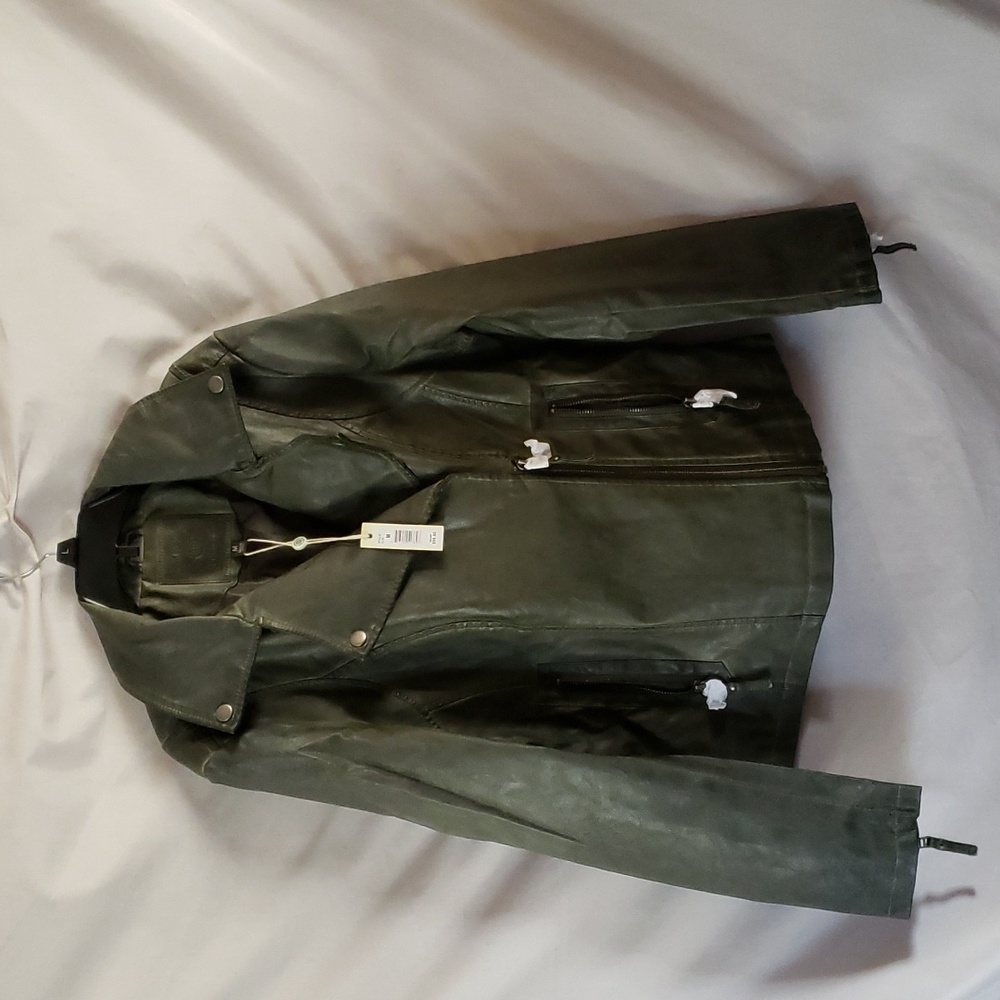 NEW Max Studio Washed Faux Leather Jacket